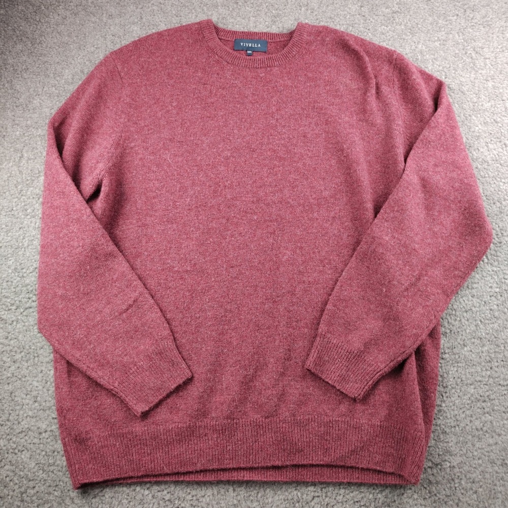 Viyella Mens XXL Lambswool Crew Neck Sweater Burgundy Red Machine Washable